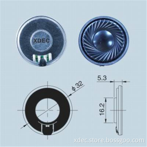 32mm 90db 4ohm 2w waterproof mylar speaker
